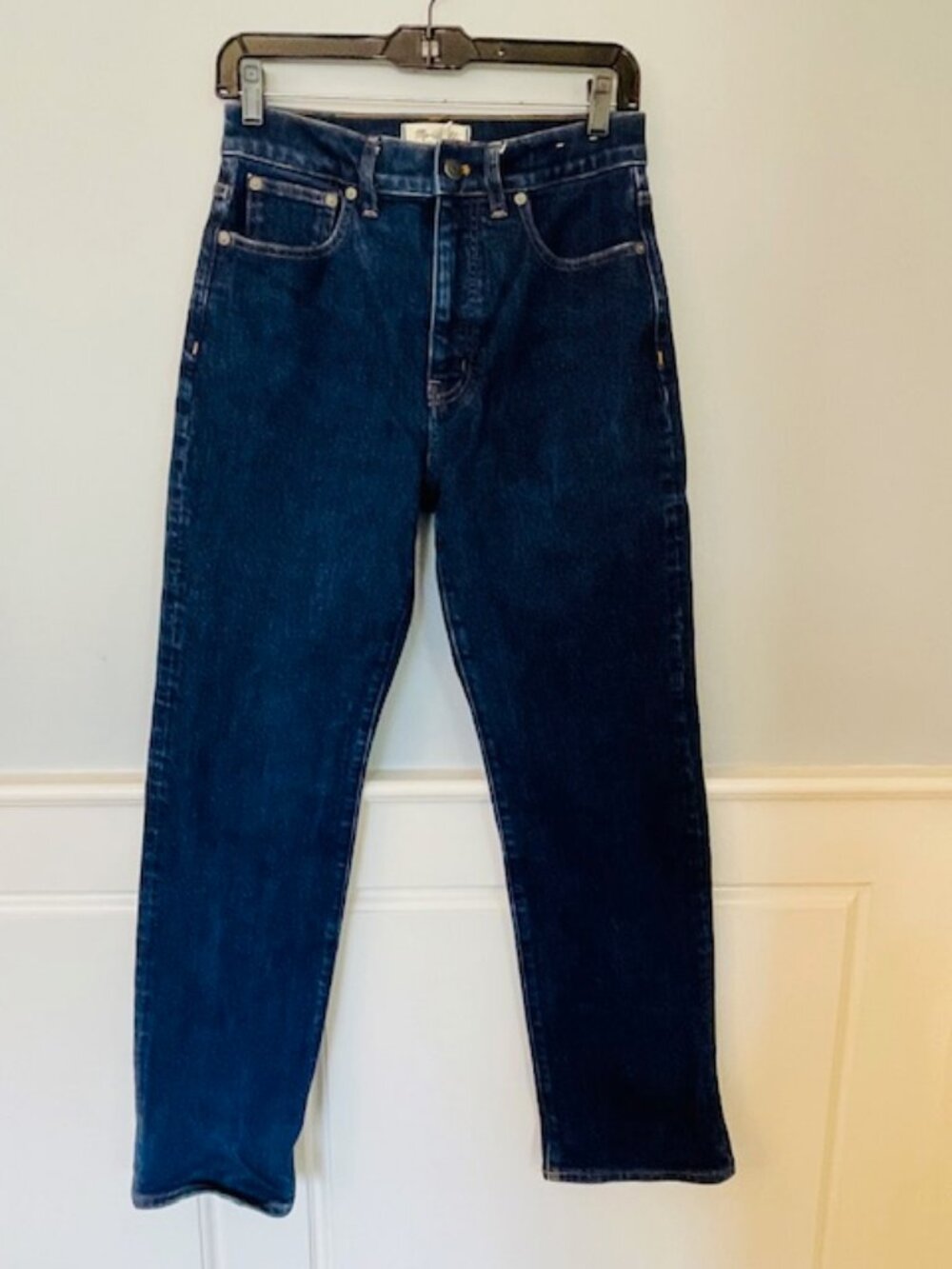 Madewell 90's Slim Straight High Rise Jeans Dark Wash Norman Comfort Stretch 27 - Picture 3 of 12